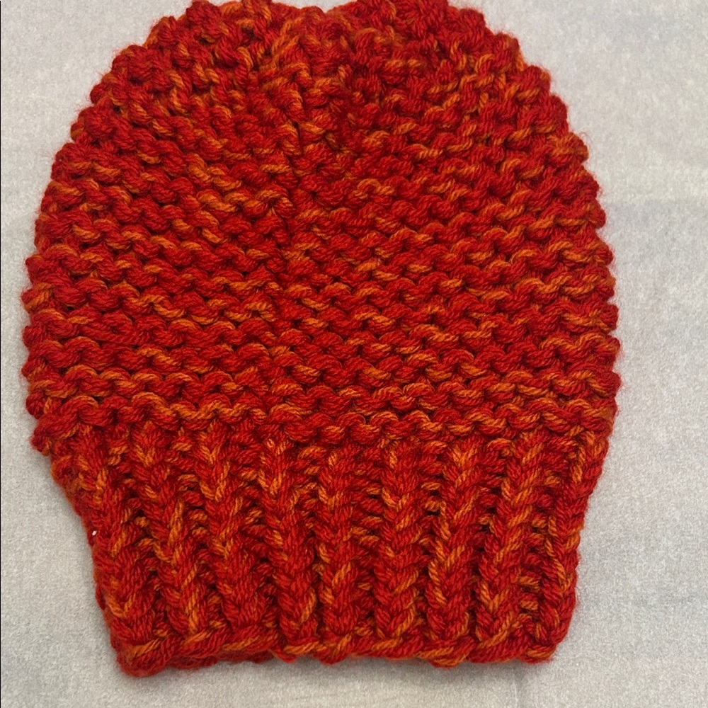 Hand-Knit Red Beanie